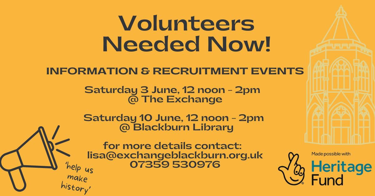 We’ve been waiting so long for this! But thanks to <a href="/HeritageFundUK/">The National Lottery Heritage Fund</a>  we have lovely Lisa as our Volunteer and Heritage Coordinator and we can can now open our doors to the first cohort of volunteers who will help us make history! exchangeblackburn.org.uk/2023/05/24/lis…