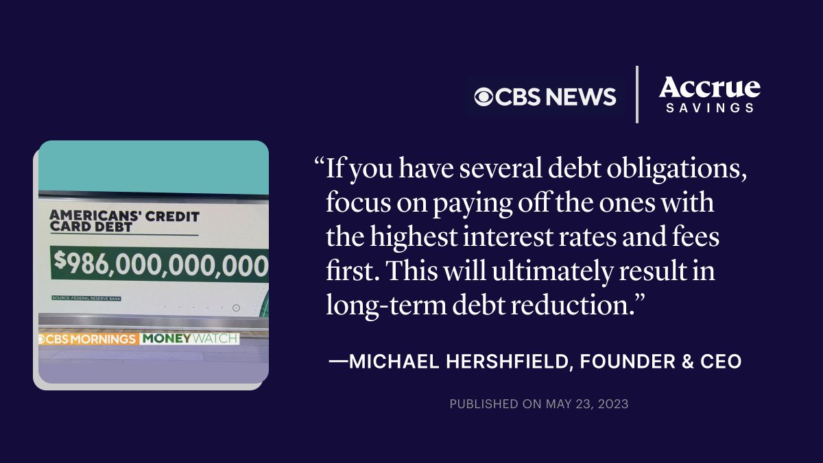 Consumers now owe a record $986 billion on their charge cards, up 17% from a year earlier. 💥 💳

Read the full story here: cbsnews.com/news/credit-ca… #startup #debtfree #inflation