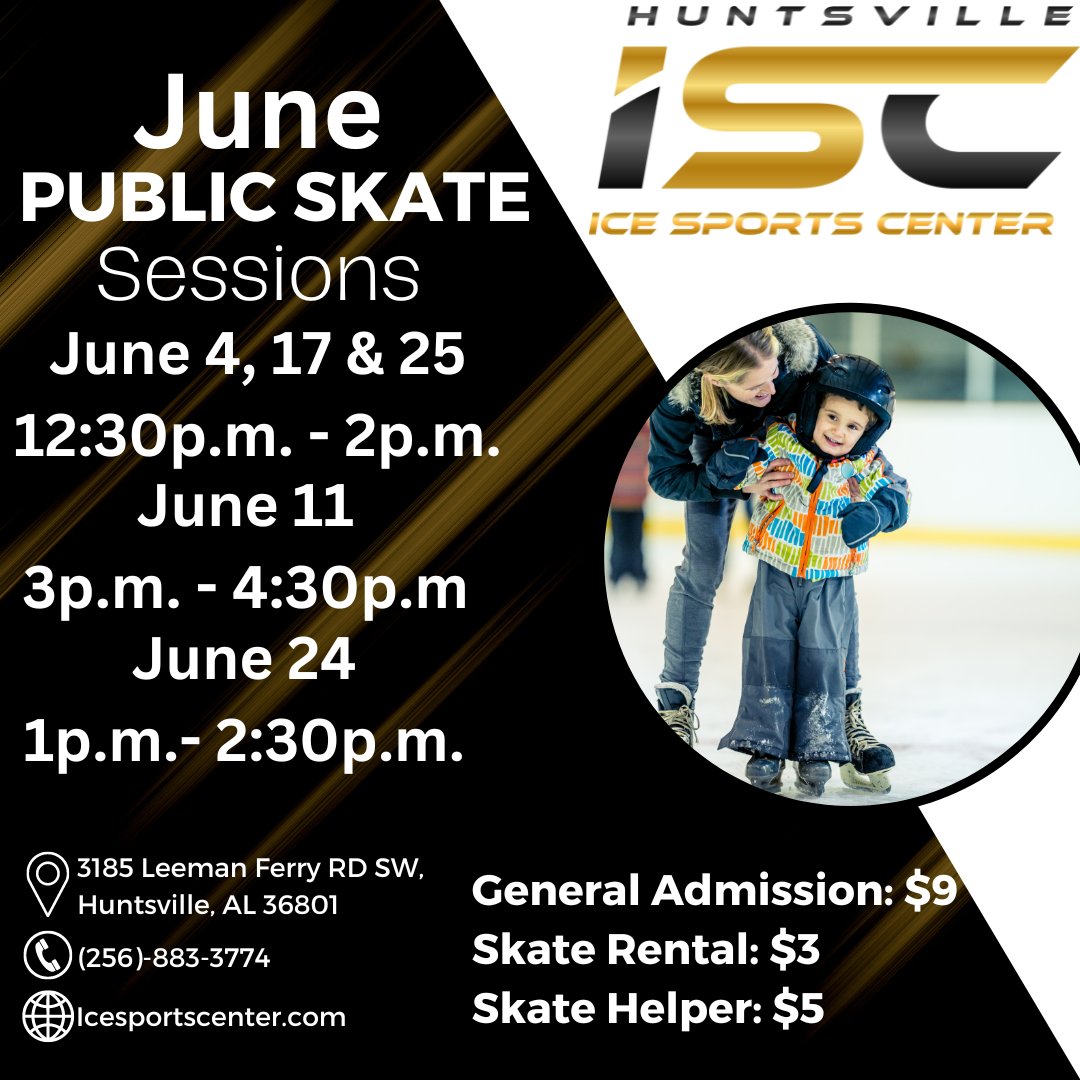 Here is the public skate sessions for June, All other dates that are not listed public skate will be regular time from 2:30 p.m.- 4p.m., Also on JUNE 18,2023 THERE WILL BE NO PUBLIC SESSION.