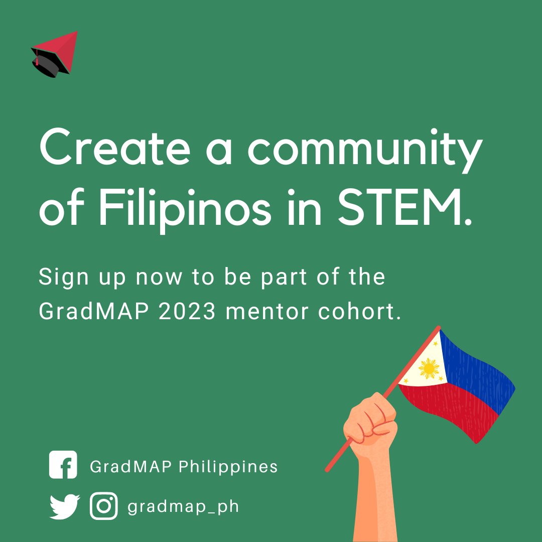 gradmap_ph's tweet image. Be the role model you wanted to see growing up. 
Join our mentorship program and help support Filipino students towards a successful STEM career!
Register now!

📍bit.ly/gradmapmentor2…
Registration closes June 17, 2023

#gradmapPH #mentorship #sciencePH