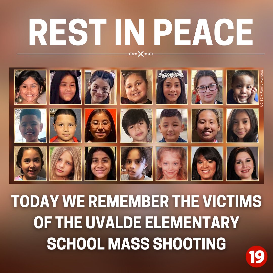 cleveland19news's tweet photo. The Robb Elementary School shooting killed 19 children and two teachers. May they all rest in peace. 🙏 https://t.co/pVgleNzgBg https://t.co/S5C8FgSMPV