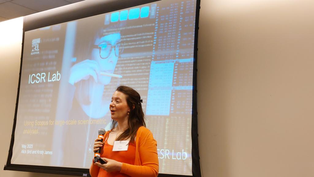 SilviaCDobre's tweet photo. At #ATLC23 @kristylein gives a live demo of the #ICSRLab and investigates if men tend to cite more men, and women cite more women. Grab your lunch and join us in room 158! https://t.co/aYTdbtElqG
