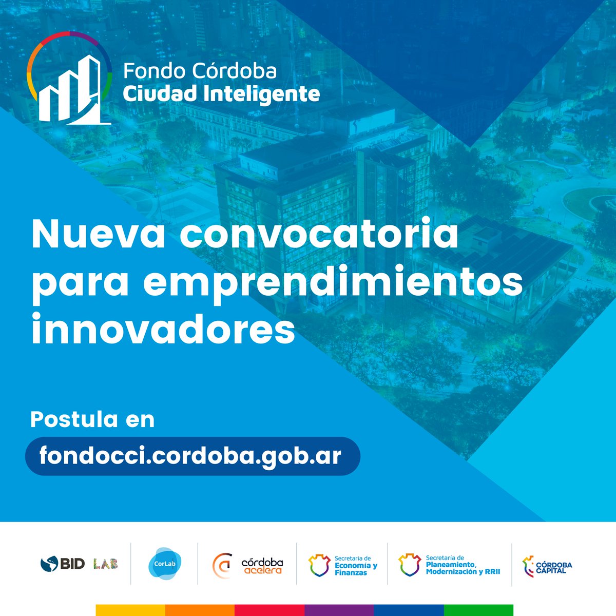 ¡Últimos días!📣¿Tienes una startup con potencial de impacto? El Fondo Córdoba Ciudad Inteligente, impulsado por <a href="/MuniCba/">Municipalidad de Córdoba</a>  y <a href="/IDB_Lab/">IDB Lab</a> , invierte en emprendimientos innovadores #Govtech ¿Tu solución está en #Agtech, #Healthtech, #Proptech o alguna otra área? Postula al #FondoCCI !