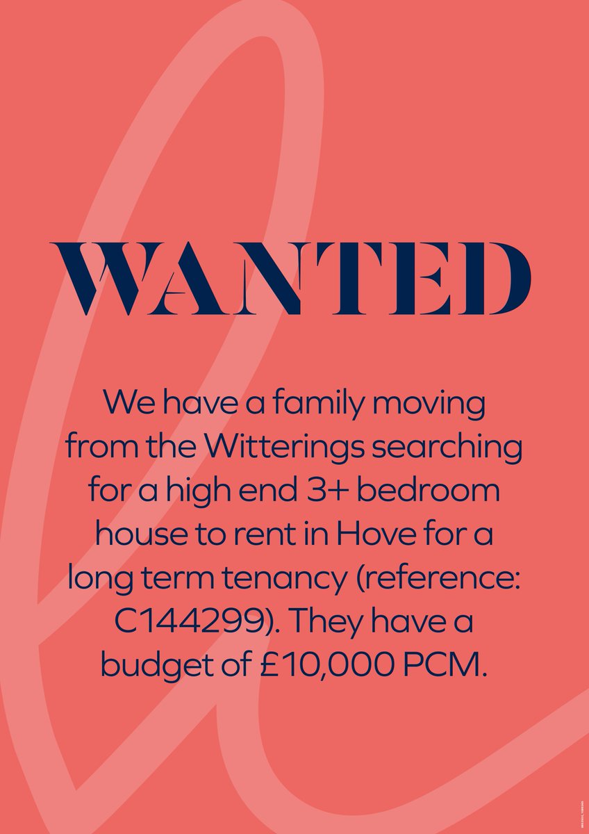 PROPERTY WANTED -  Landlords; Can you help? If so we would love to hear from you!

hamptons.co.uk/services/prope…

#propertysearch #landlordswanted #renting #landlordsuk #hove #hamptons #luxurylettings