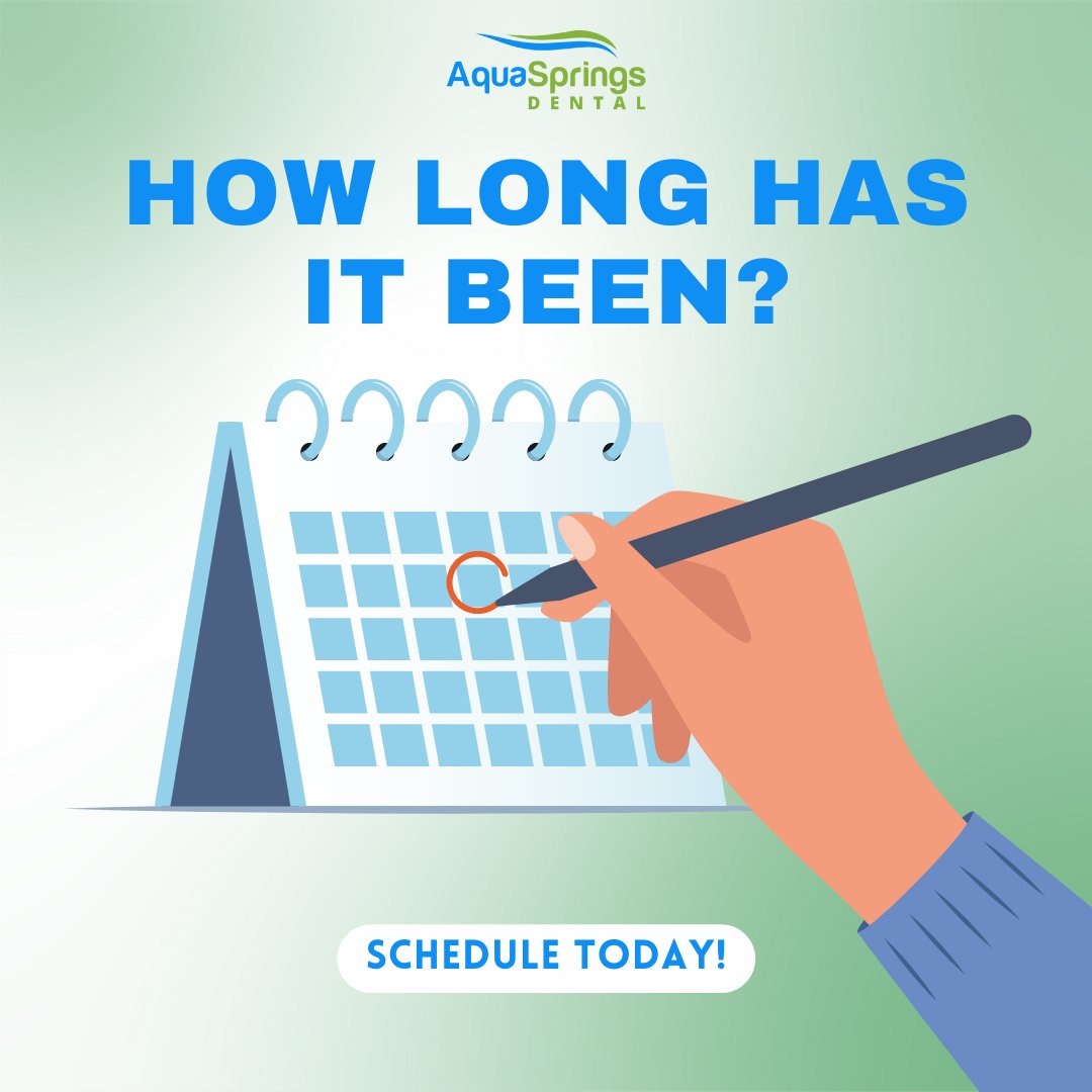 How long has it been? Regular dental cleanings and exams are just as important as getting your oil changed in your car. Contact us today to schedule your next dental appointment. 🦷✨

📞(512)392-6222 | bit.ly/3LlMoee 

#aquaspringsdental #smile #teeth #healthysmiles