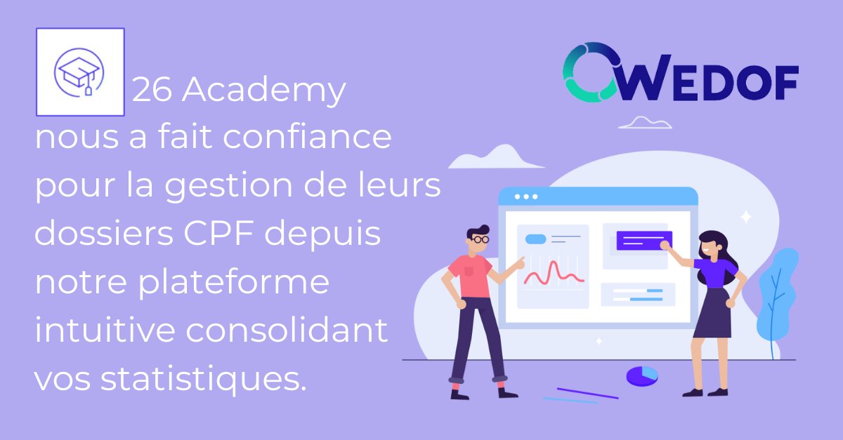 #Wedof est heureux de compter <a href="/26_academy/">26 Academy</a>  comme un de ses organismes de formation collaborateurs.

#dossiercpf #edof #gestionformations #organismeformation #logicielformation #apiformation #26academy