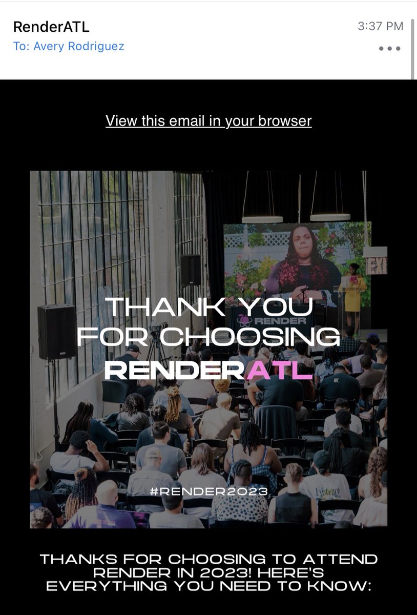 avisionaryco's tweet image. Got my @RenderATL ticket 🥳 had a lot of fun last year and got to expand my network within tech so ofc had to run it back. And it’s my birthday week so we outsidee #Render2023