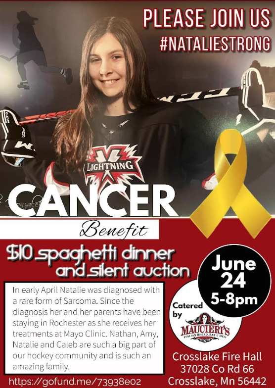 AdPrb's tweet photo. There is Benefit Dinner on June 24th to support Natalie Honzalek who is a member of the Northern Lakes Lightning Hockey program and her family. Please see the attached flyer for more details. #NATALIESTRONG #GoLightning  @PEJ_Dan @JeremyMillsop @nl_girls_hockey @ErikVetsch https://t.co/Qmz8HLfvzE