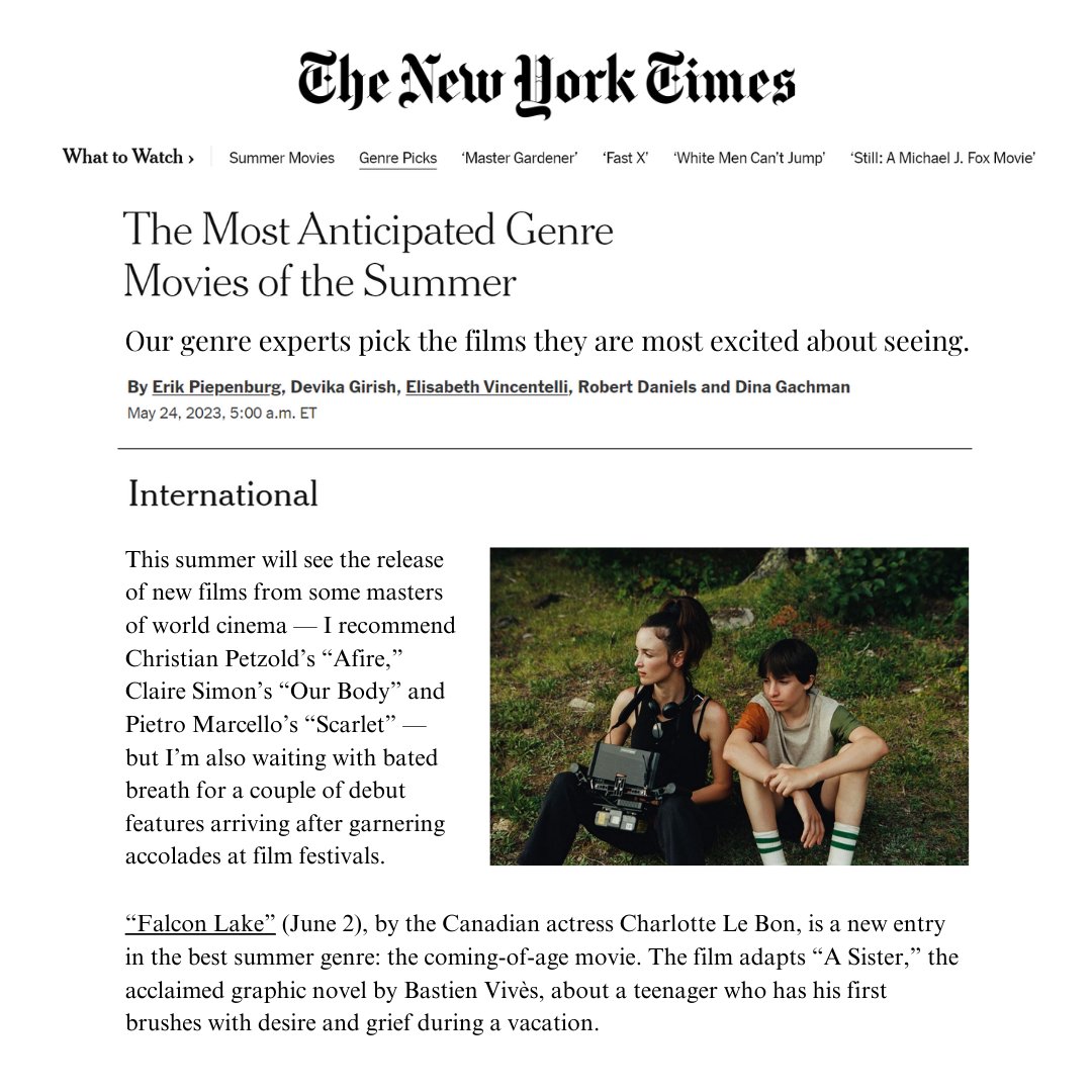 YellowVeilPics's tweet photo. FALCON LAKE makes the The New York Times as one of "The Most Anticipated Genre Movies of the Summer." Theater list and dates at https://t.co/SlQfPOINcz! #askmeaboutmysummer https://t.co/xoynV8i9hp