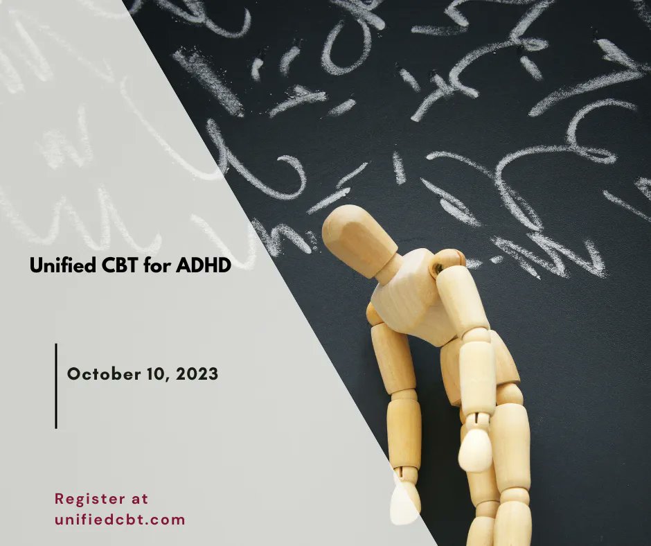 Register now to join us for Unified CBT for ADHD on October 10, 2023 to learn how to introduce these techniques into your practice!

buff.ly/3rYNfIp

#adhd #mentalhealthprofessional #mentalhealthprofessionals