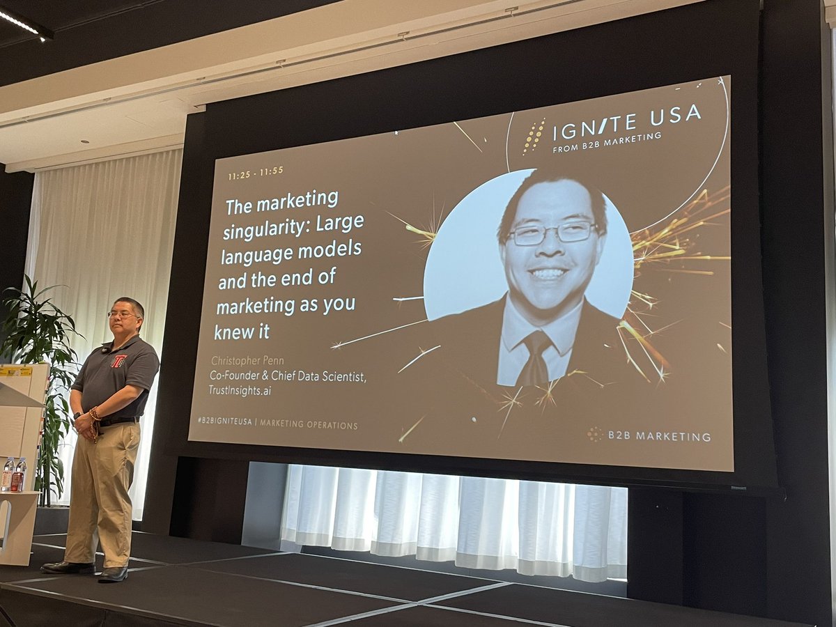 Room 3 @ #b2bigniteusa right now! Do you think he’ll talk about #AI? 🤣 <a href="/cspenn/">Christopher S. Penn</a>