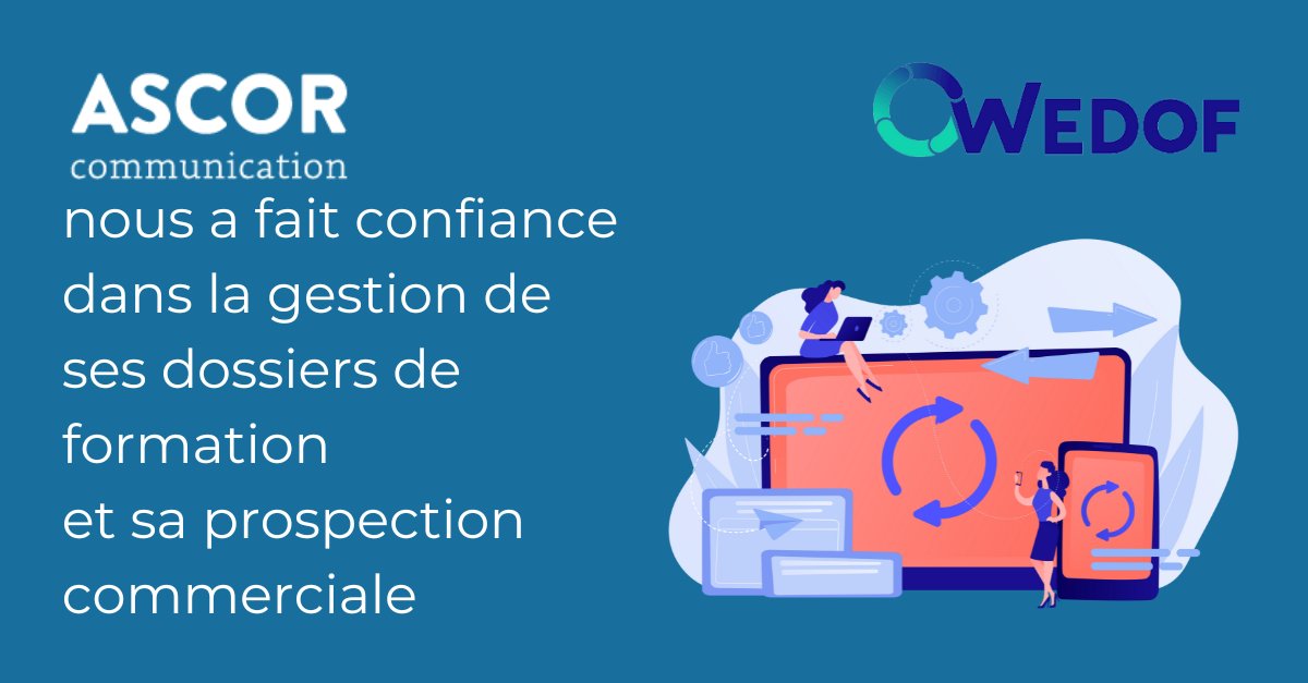 #Wedof est heureux de compter #ASCOR comme un de ses organismes de formation collaborateurs.

#dossiercpf #edof #gestionformations #organismeformation #logicielformation #apiformation