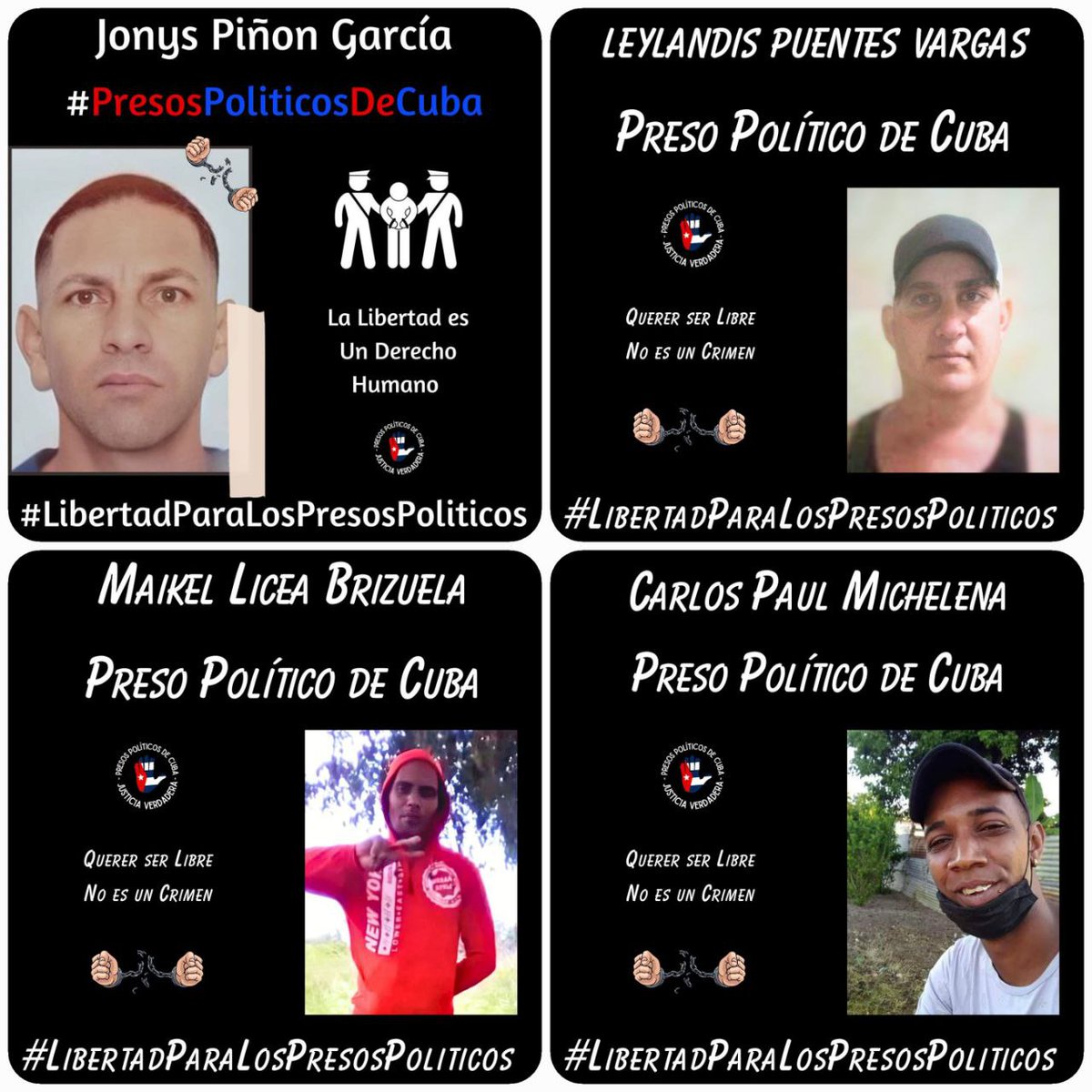 #Libertad para los #PresosDeCastro #HastaQueSeanLibres #TwitterCuba #Cuba #CubaEstadoFallido #LibertadParaLosPresosPoliticos