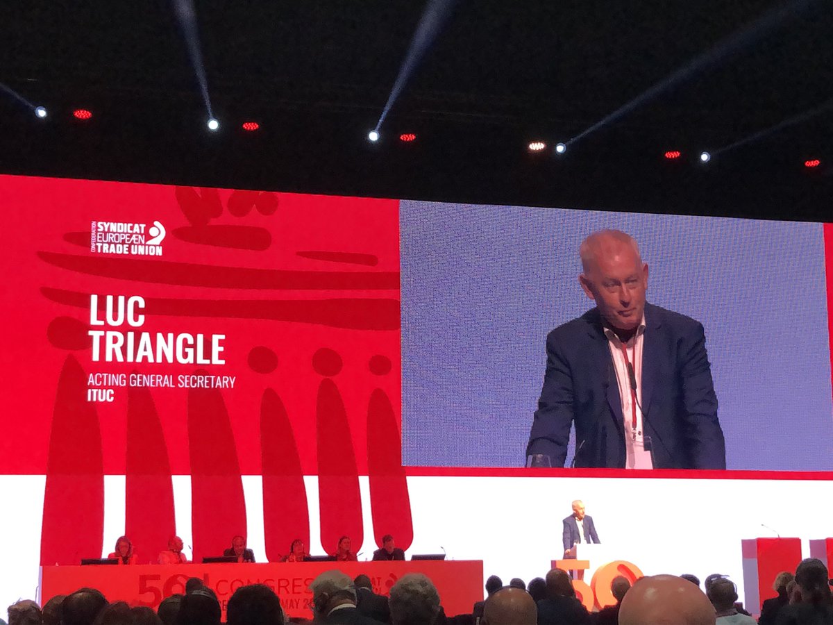 PatriciaVelicu's tweet photo. Strong message from @luc_triangle Acting General Secretary @ituc at #ETUC50: “The EU must use its tools to put pressure on governments which violate human rights! Otherwise, it will lose its worldwide credibility!” 👉🏼 let’s use those trade agreements to push for human rights https://t.co/7osKHzHRdN