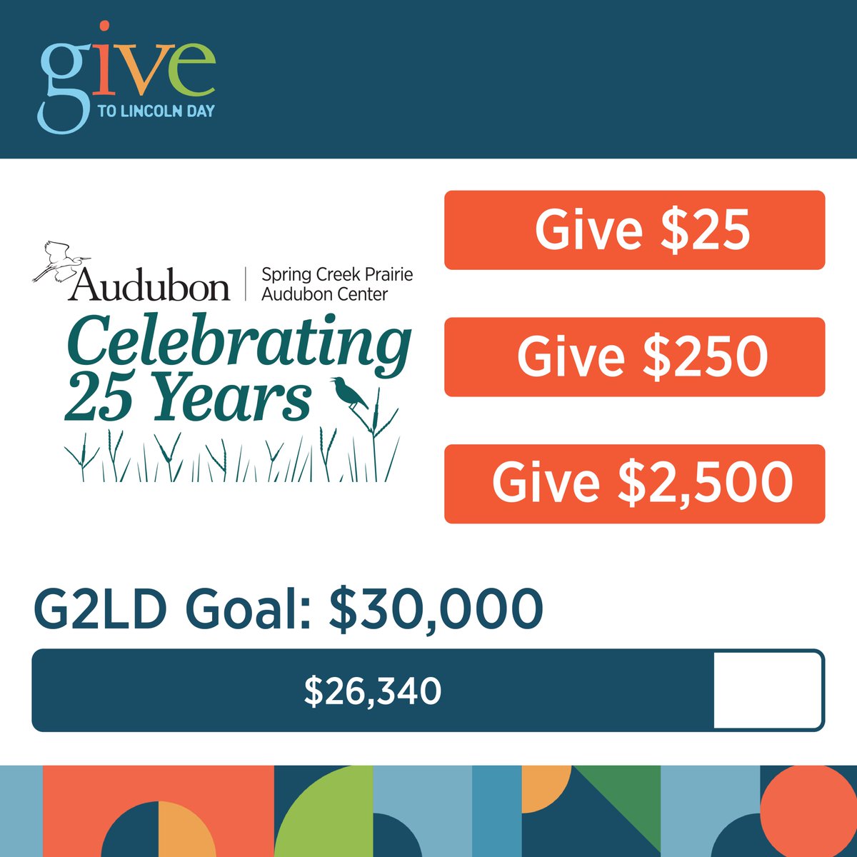 We're increasing our #GiveToLincoln Day goal! So far, more than 100 generous donors have joined us, thank you for your overwhelming support!
givetolincoln.com/nonprofits/spr…