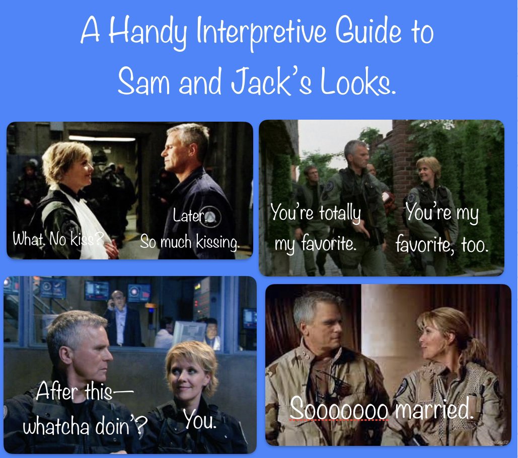 Just in case there’s any doubt. I’m trying to be of service and help educate. . . A reference guide. #imhelping #stargatesg1 #stargate #samandjack #samjack