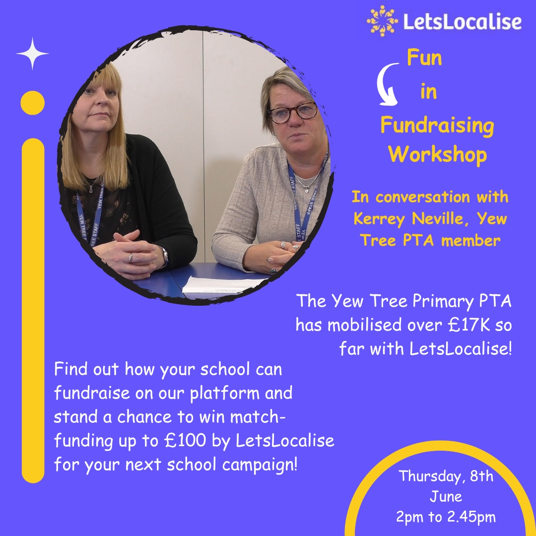 LetsLocalise's tweet photo. Join us at 2pm on 8th June for a virtual workshop and learn best practices on how to fundraise for your school! Special guest: Kerrey Neville from @YewTreeSandwell, who helped raise £17K+, in 2 years!
Sign up here: https://t.co/O5E35IW5d8

#LetsLocalise #Fundraising #UKSchools https://t.co/5LPFiVmvSM