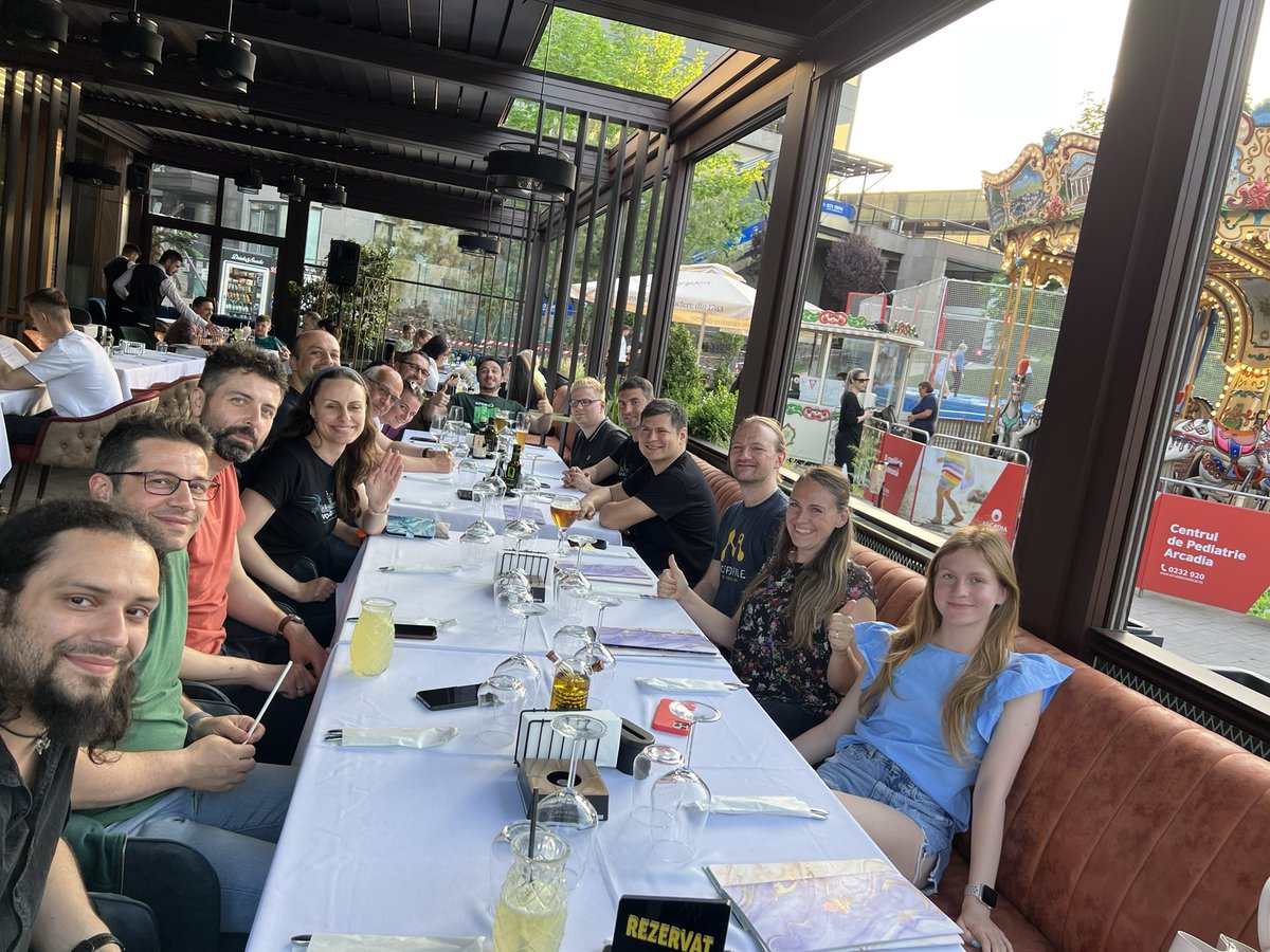 VoxxedIasi's tweet image. Nice and peaceful speakers' dinner after the first ever edition of @VoxxedIasi :) Thank you all for joining us! #itwasfun 
@vladiliescu @ammbra1508 @rmehmandarov @MadsOpheim @spoole167 @olimpiupop @de_gijt @TudorJuravlea @erwin_manders @proca_alex @ghibutiu @laurspilca