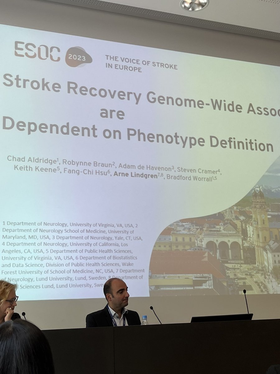 Bradford Worrall (@bbworrall) on Twitter photo Stroke recovery GWAS presented by #arnelingren for <a href="/CMAldridge/">Chad Aldridge</a> and the #GPASphenotypingcore. Great to see this work presented <a href="/ESOstroke/">European Stroke Org</a> <a href="/UVANeurology/">UVA Neurology</a> <a href="/StrokeGenetics/">ISGC</a> Stroke recovery GWAS presented by #arnelingren for <a href="/CMAldridge/">Chad Aldridge</a> and the #GPASphenotypingcore. Great to see this work presented <a href="/ESOstroke/">European Stroke Org</a> <a href="/UVANeurology/">UVA Neurology</a> <a href="/StrokeGenetics/">ISGC</a>