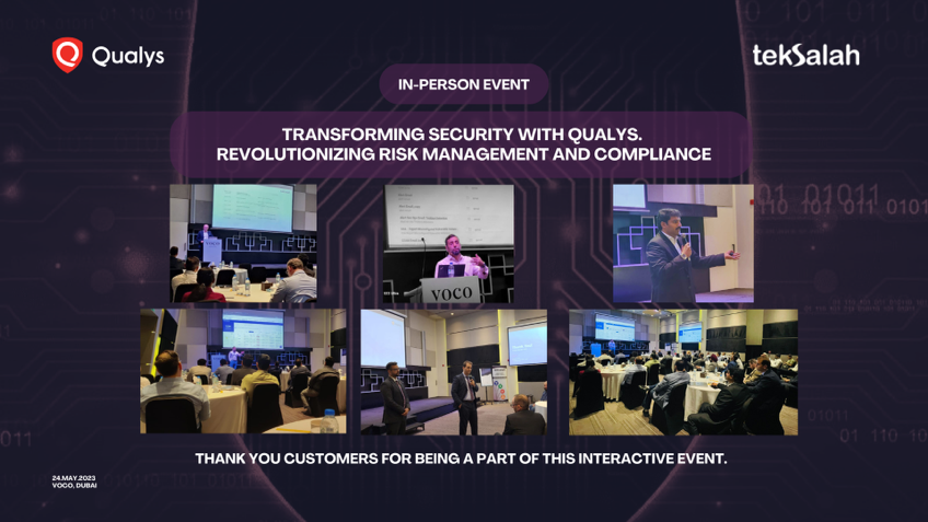 Teksalah's tweet photo. A wonderful in-person Teksalah Qualys event on Transforming security & Revolutionizing Risk Management & Compliance.
Thank you #Customers, #Team @qualys for a fully packed and amazing interactive event.
#cybersecurity #VMDR #compliance #physicalevent #thankyou #customers https://t.co/EJIv3nh5Qu