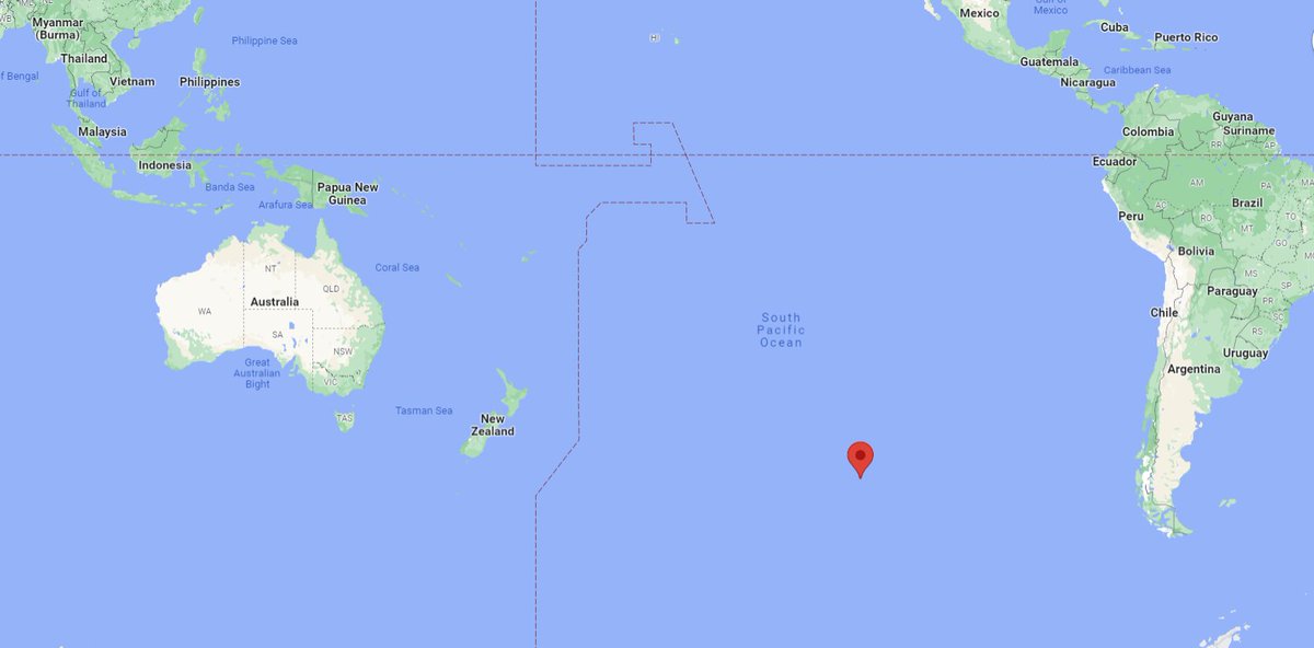 The furthest place from land on Earth is known as Point Nemo, almost 2,700km away from the nearest island. 

At the right time of day, the nearest humans are those on board the International Space Station, at ≈400 kilometres altitude.

goo.gl/maps/UgZYa43zd…