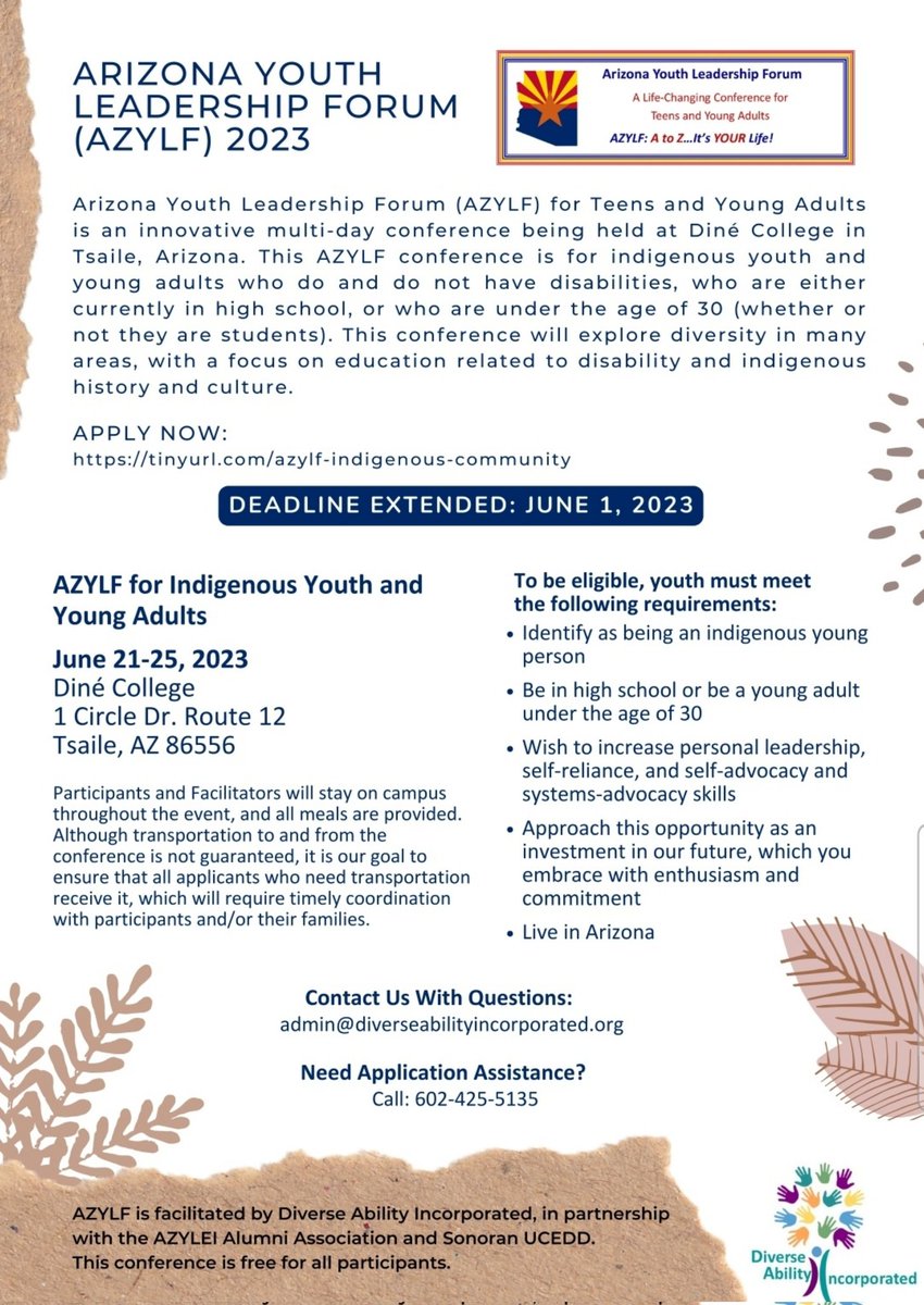 The deadline for our indigenous communities has been extended to June 1st. If you or someone you know is up for being part of this opportunity we welcome you to join us! 

Please, check out the flier below. 😁😁

Apply here: tinyurl.com/azylf-indigeno…