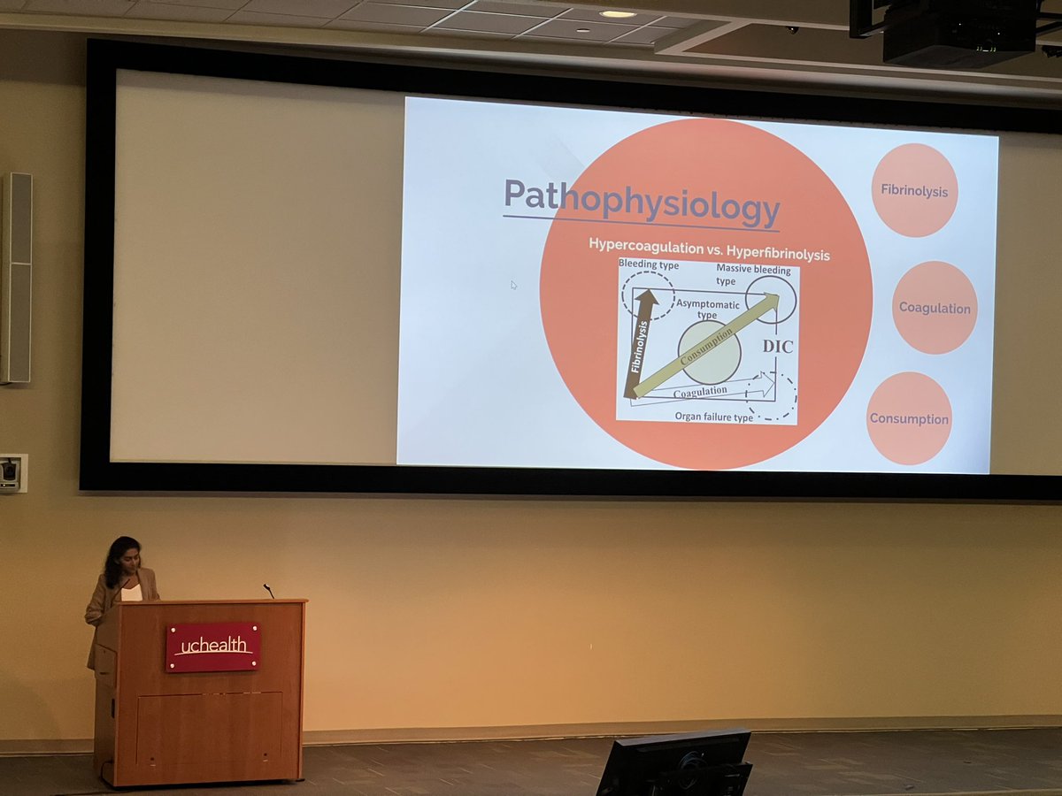 PGY2 Dr. Cyriac delivering an excellent overview of the recognition,diagnosis, and management of DIC in her PGY2 lecture at Wednesday conference.