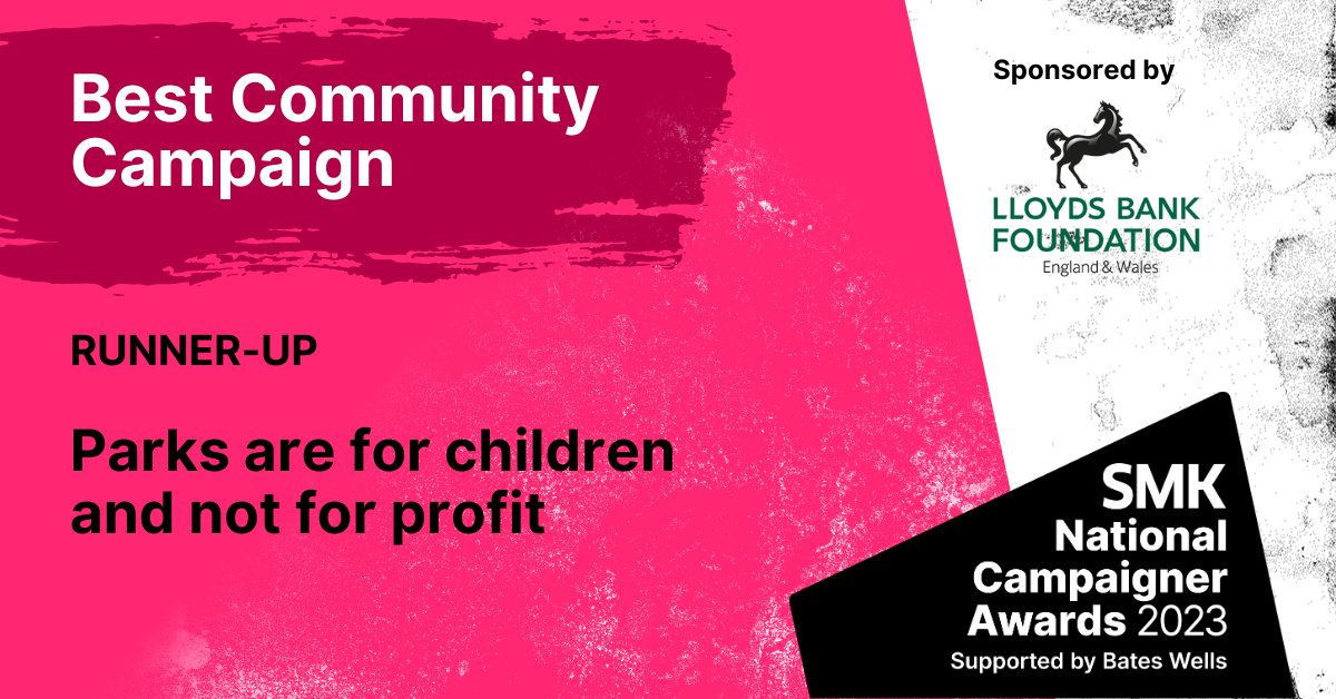 Great work from #SMKAwards2023 #BestCommunityCampaign runner-up: Parks are for children and not for profit

While campaigning to protect its local park from development, @GreenfieldsThe secured a landmark ruling for the protection of green spaces in the UK. #LoveCampaigning