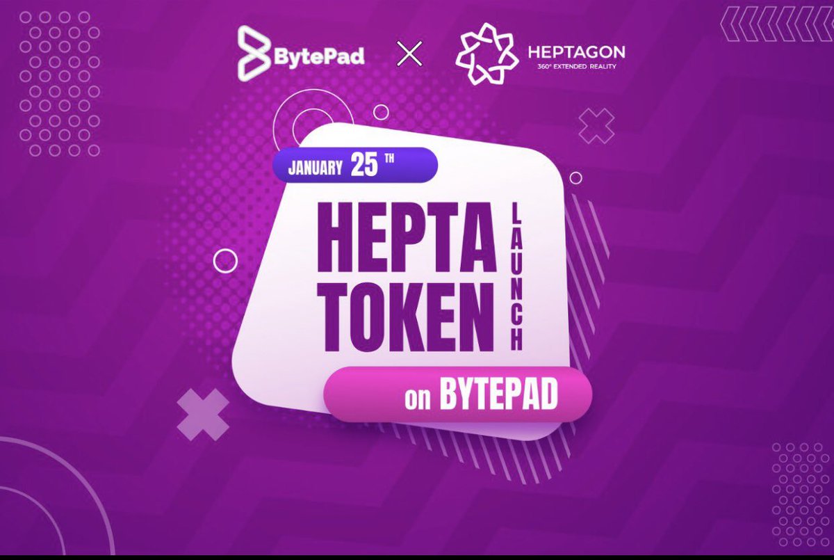 🔥 HEPTA TOKEN LAUNCH ON BYTEPAD!
🪙 Total Supply: 40 Million
🔷 The World's Largest Stadium 🏟️
🏆 Catch the opportunity 🏆
✅️ hptgn.io
✅ bytepad.io 
<a href="/Bytepad/">Bytepad</a>
<a href="/ByteExchange_TR/">Byte Exchange Türkiye</a>
#Metaverse #LiveSportStream #NFT #Bnb #Binance #Bitcoin #Eth #Crypto