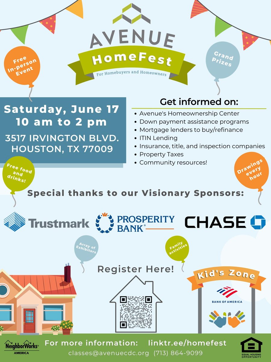 Calling all Homebuyers and Homeowners - HOMEFEST is here!
The Homeownership Center is hosting a FREE fun-packed event with exhibitor booths, family activities, giveaways, and free food!

Reserve your spot here: bit.ly/HOMEFEST

#AvenueHomeFest #Homebuying #Homeownership