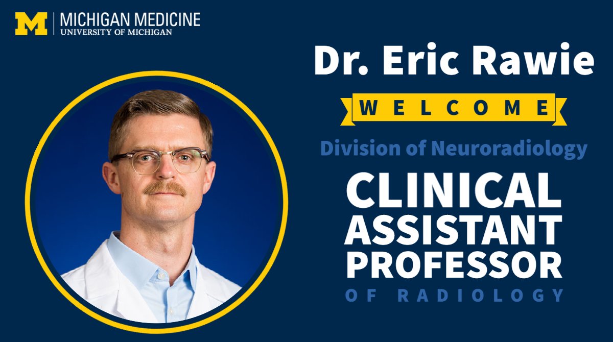 We welcome new #RadFaculty Eric Rawie, MD to our Neuroradiology Division.  

medicine.umich.edu/dept/radiology…

medicine.umich.edu/dept/radiology…