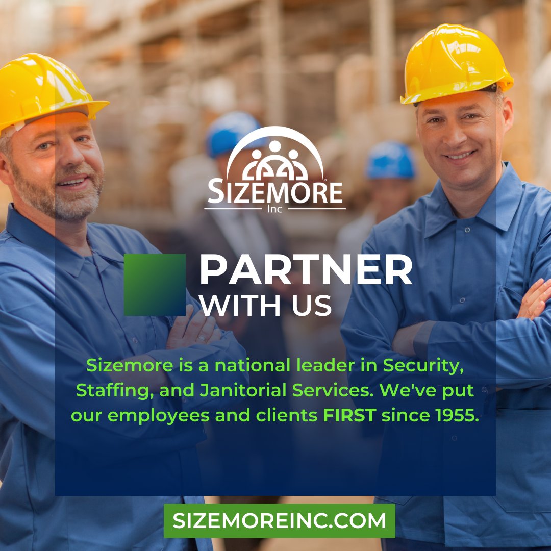 We understand that our customers have needs that must be addressed with precise plans. Sizemore offers unique, individualized plans based on those needs, to create solutions and programs for your specific site.

#sizemoreinc #PartnerWithUs #sizemorestaffing #PuttingYouFirst