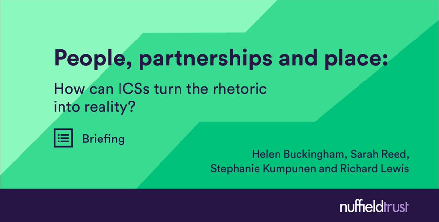 This @NuffieldTrust report consolidates key findings on how the aims of #ICSs can be achieved 🔽
nuffieldtrust.org.uk/research/peopl…

#IntergratedCare