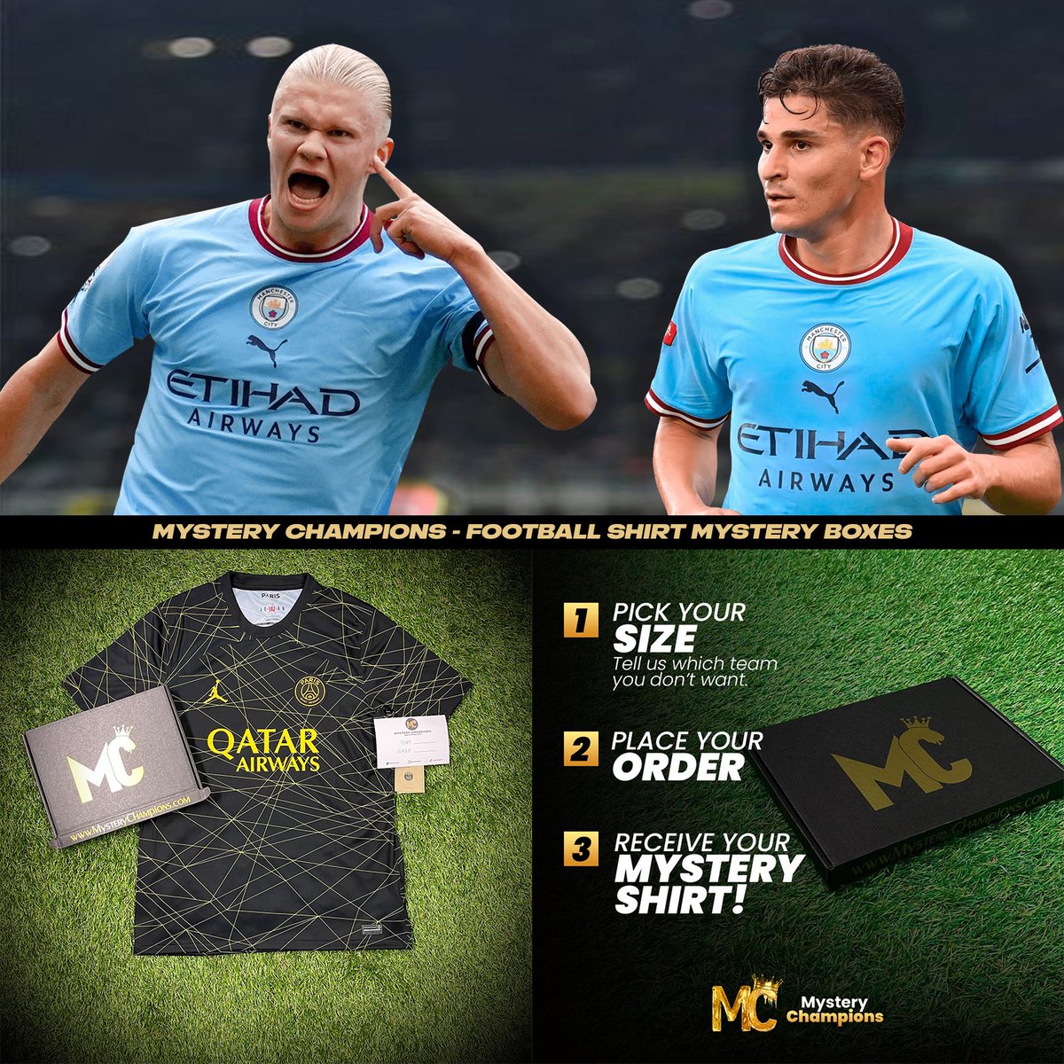 MysteryChampion's tweet image. IF Haaland 🇳🇴 or Alvarez 🇦🇷 score ANYTIME tonight we will giveaway a Football Shirt Mystery box 📦 

To enter 🤝

- Retweet 🔁
- Follow us! 🟢

Good luck! 🔥

👑 - mysterychampions.com