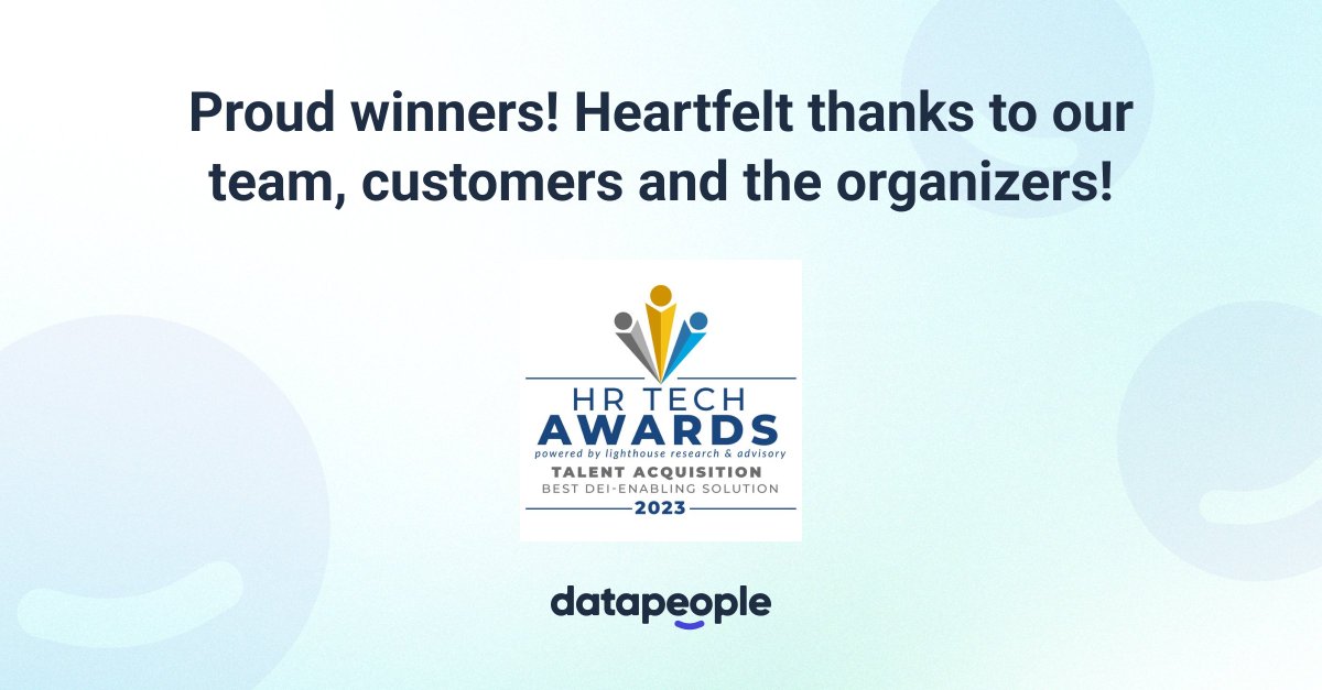 🏆 Proud moment for Datapeople! We've been awarded by Lighthouse Research & Advisory HR Tech Awards in the Talent Acquisition category for Best DEI-Enabling Solution. A huge thanks to our amazing team and valued customers for their support. #AwardWinners #TeamEffort #HRTech