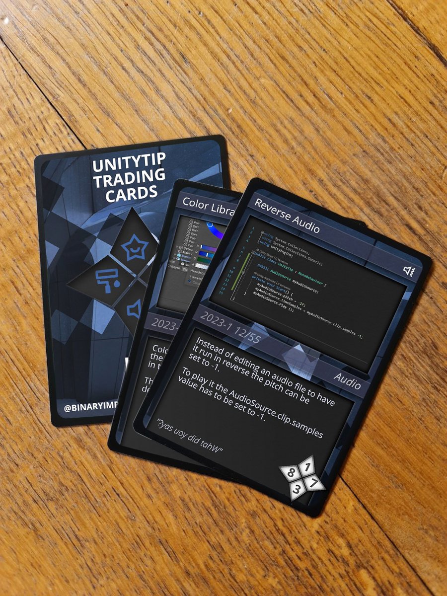 We made a card game based on our #UnityTips! Why? Because reasons...

Find us on future conferences and trade shows to get your cards from our devs! Collect all 55 for a full set!

#gamedev #indiedev