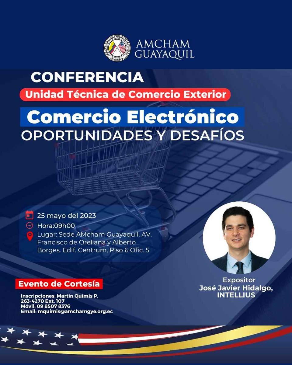InteliusBI's tweet image. Los invitamos a partir de la conferencia “Comercio Electrónico: Oportunidades y Desafíos”. @amchamgye