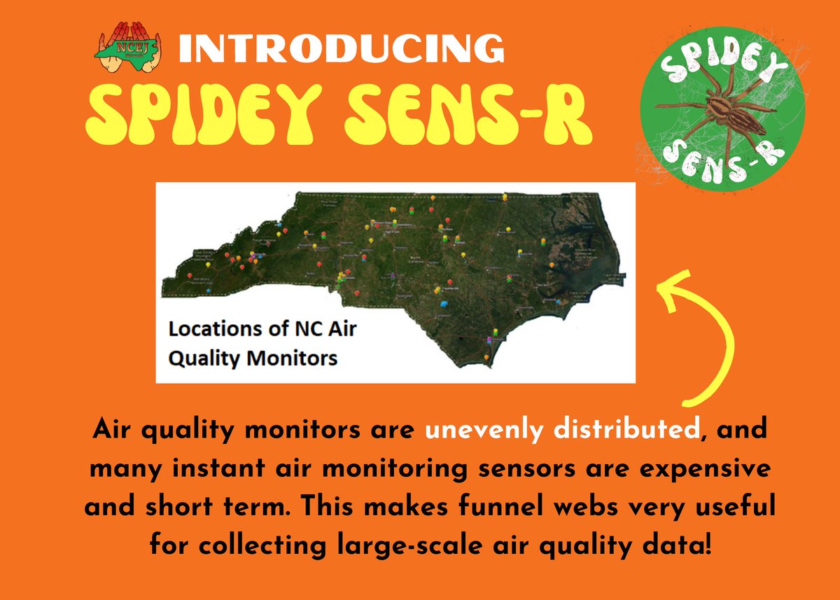 NCEJN's tweet photo. We’re so excited to launch our newest initiative, Spidey Sens-r, founded by Dr. Chris Hawn (co-director of Research and Education) in 2018. Spidey Sens-r makes air quality monitoring accessible for your neighborhoods and communities! #EnvironmentalJustice #AirQuality https://t.co/9o6ZOGcPgP