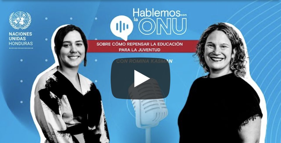 #HablemosConLaONU @RominaKasman @UNESCOsanjose  comparte algunas reflexiones sobre la transformación de la #educación y el #ODS5

IMPERDIBLE 👏🏽

Las juventudes como agentes de cambio y educación para el desarrollo sostenible

🎙️bit.ly/3om5FWx
📽️youtu.be/xnDl9oHuzPU