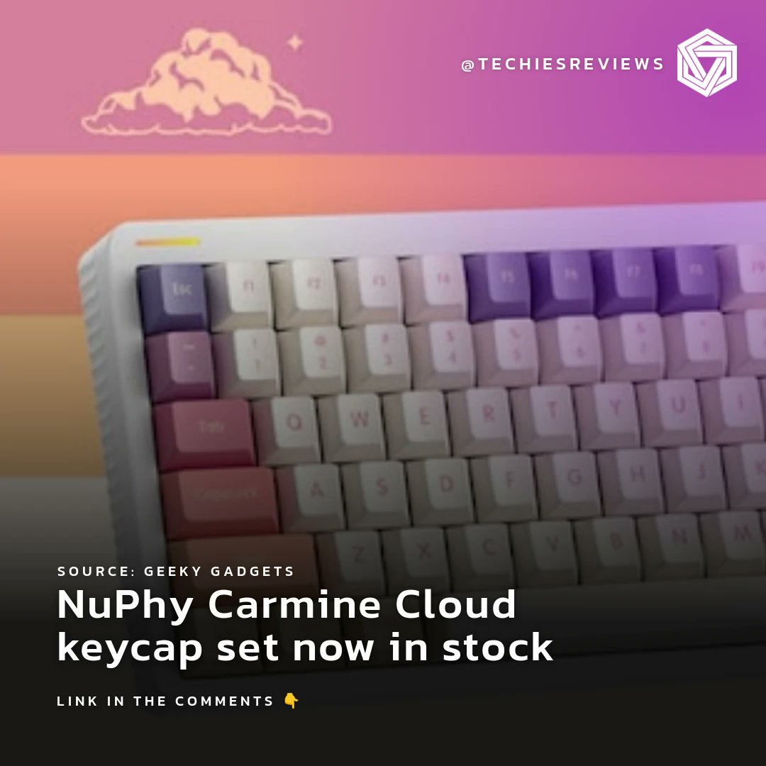 techiesreviews's tweet image. Unlock the cloud&apos;s secrets! ☁️ Discover the all-new NuPhy Carmine Cloud keycap set, now in stock at #GeekyGadgets! Level up your tech game with these innovative enhancements. #TechTrend #CloudKeycaps 🌐 What&apos;s your dream keycap design?