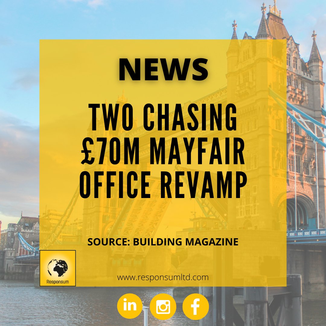 🗞️ News: Two chasing £70m Mayfair office revamp

Source: @BuildingNews 

#BuildingServices #BuildingDesign #BuildingEngineering #CIBSE #BuildingServicesRecruitment #MEP #MEPEngineering #MEPEngineer #Rics