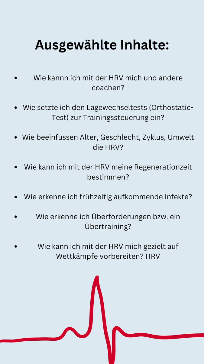 Ausbildung zum HRV-Coach ♥️
Anmeldung zum Webinar, sowie alle weiteren Infos: hrv-sport.de
