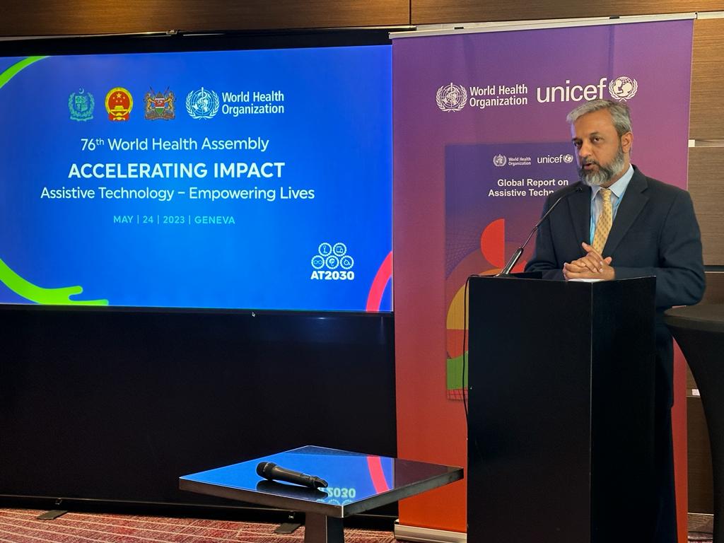 MaryamMallick's tweet photo. Another Global Event on #AssistiveTechnology by Government of Pakistan. Side Event on AT during 76 World Health Assembly,Geneva. Accelerating Impact; AT changing lives. Organized by Pakistan in collaboration with China, Kenya &amp; WHO.        Happening Now!!  #ATchangeslives https://t.co/esM9TMQYCj