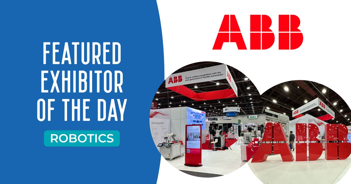 AutomateShow's tweet image. Meet our featured Robotics exhibitor of the day: @ABBRoboticsUSA 👋

ABB Group is one of the world&apos;s leading robotics and machine automation suppliers. Visit them at Booth #5623 to learn more about their products!

#Automate2023 #Exhibitorspotlight #ABBrobotics