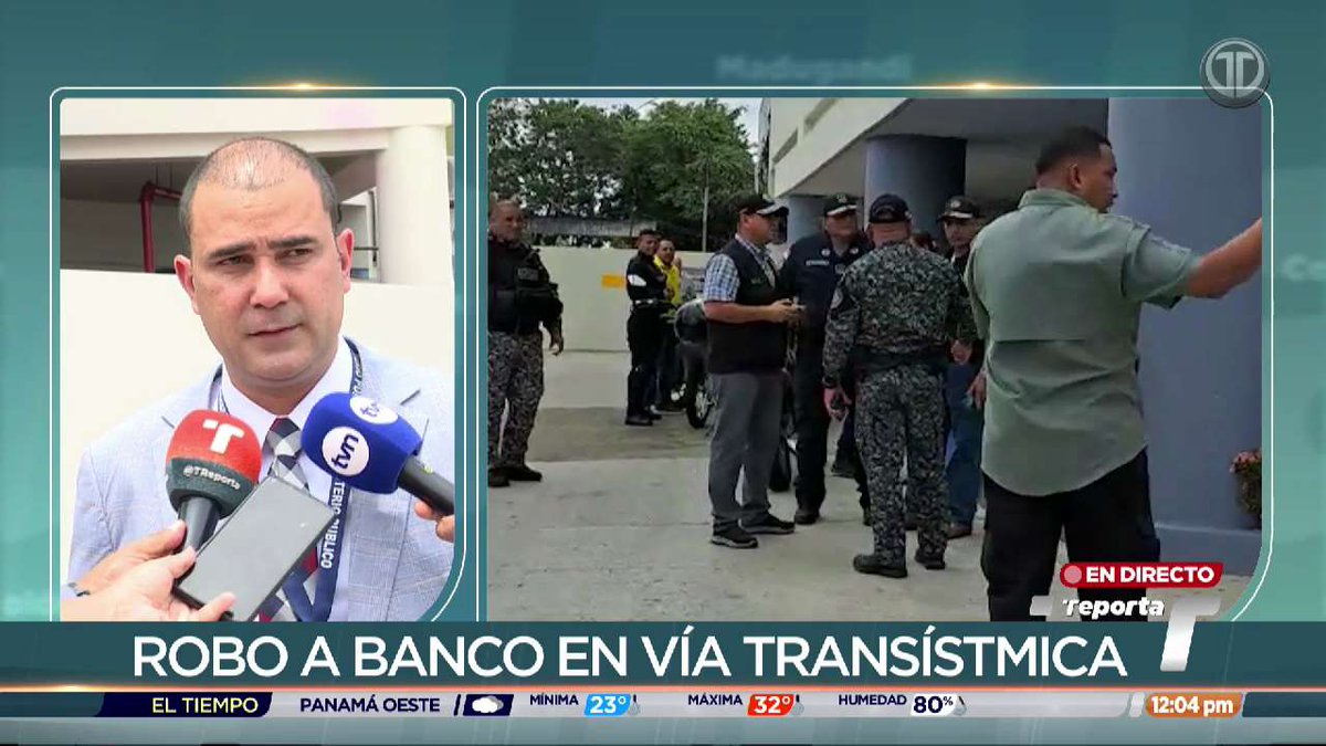 .<a href="/ProtegeryServir/">Proteger y Servir</a> y <a href="/PGN_PANAMA/">Procuraduría General de la Nación</a> investigan asalto a banco ubicado en la vía Transístmica.

El fiscal Julio Villarreal informó que los cuatro sujetos ingresaron armados a la sucursal bancaria y sometieron a personal de seguridad y colaboradores. #TReporta