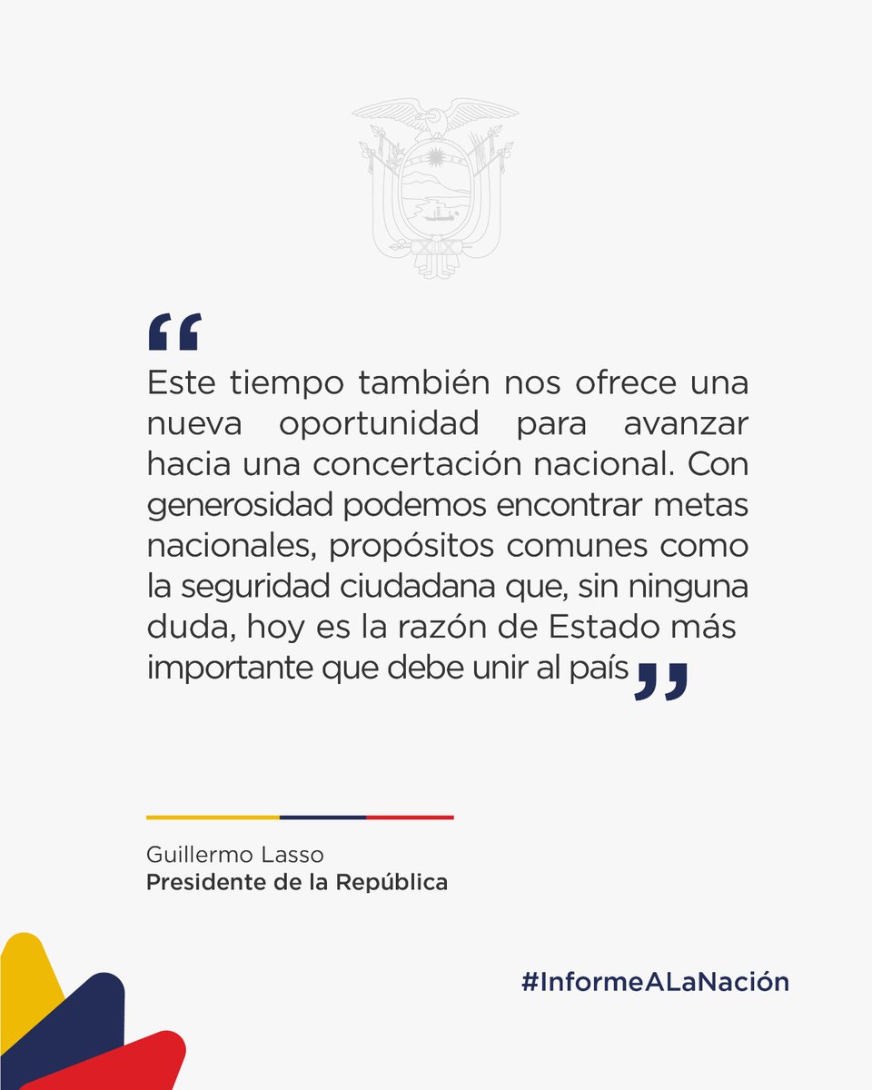 LassoGuillermo's tweet photo. Este compromiso democrático es un compromiso con la vida y con el futuro de cada ciudadano. Nos compete honrarlo y estar a la altura de las circunstancias. #InformeALaNación🇪🇨     
#24DeMayo https://t.co/qZeIKiAx5b