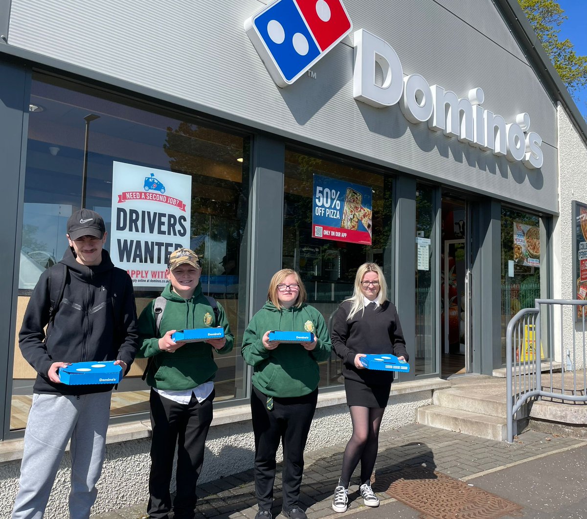 AHSsfl's tweet photo. Our pupils had a brilliant time at Domino's Arbroath today finding out about the workplace and how to make pizza. They thoroughly enjoyed eating it too! 🍕 https://t.co/zzR51ncdtf
