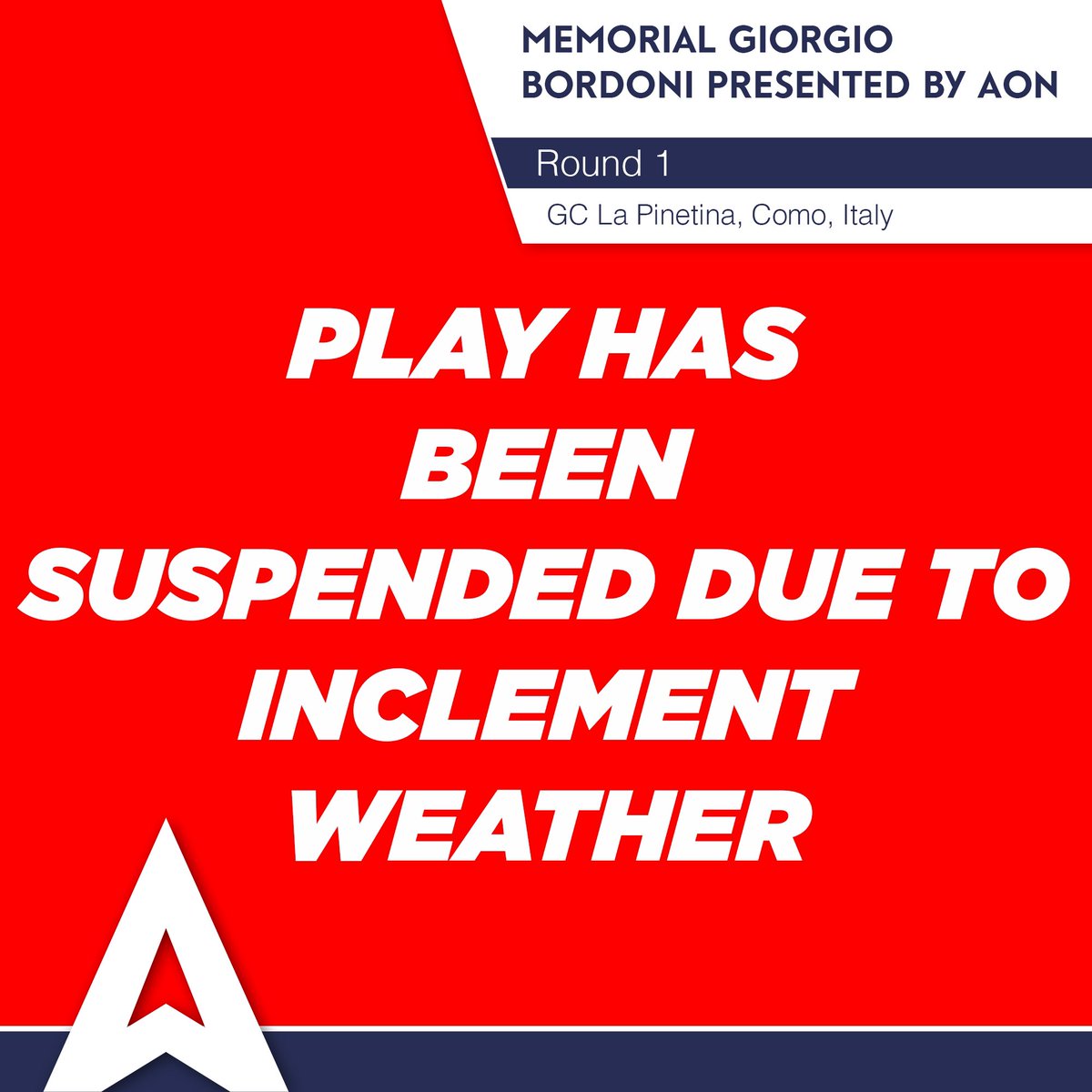 Play has been suspended at 7:04pm due to ⚡️⛈️inclement weather in the area.  The next update will be given at 7:30pm local time. 

📸- Alps Tour Golf 

#2023AlpsTourSeason
#raisinggolfstars 
#risinggolfstars