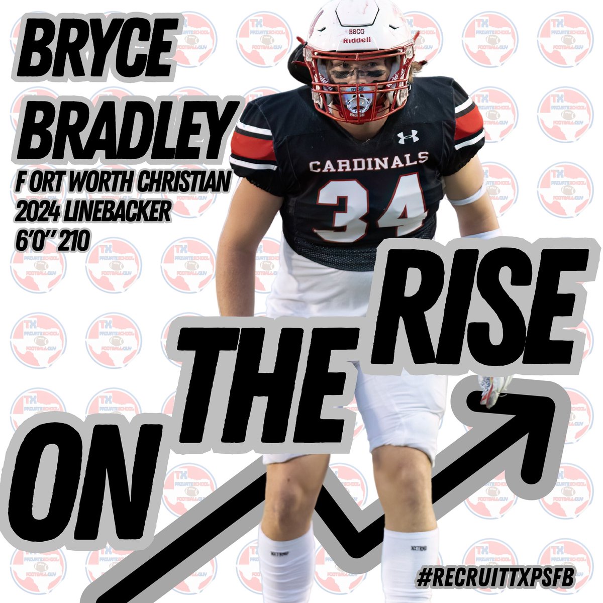 🚨On The Rise🚨 Bryce Bradley - @brycebradley6 2024 LB/FB - @FWC_CardinalFB 6’0” 210 3.7 GPA Bradley will be a 4 year varsity starter and is know as one of the best defensive players in TXPSFB. Bradley is also a solid fullback/H-back prospect! hudl.com/video/3/145461…