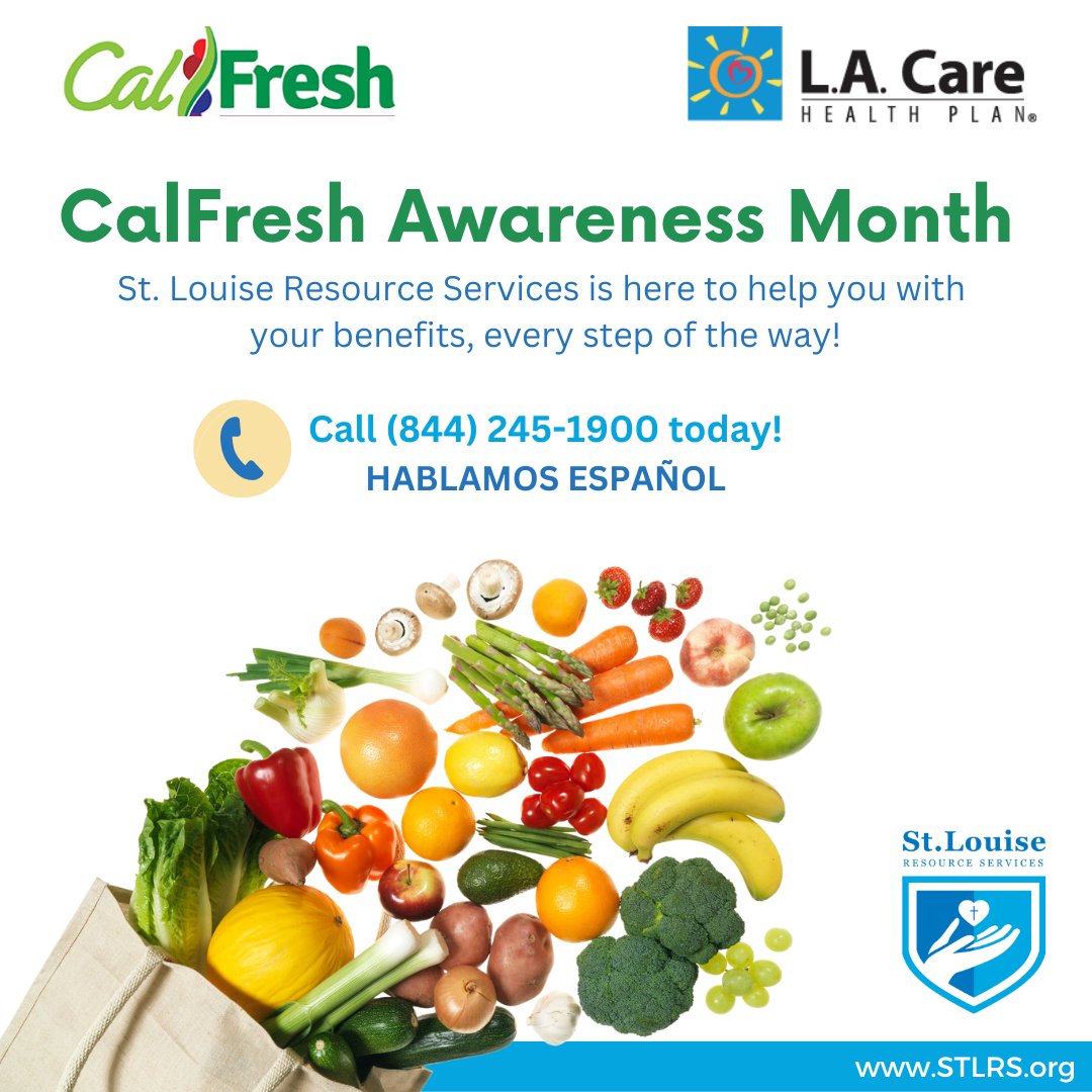 stlrsvcs's tweet photo. #StLRS supports those who qualify for #CalFresh #benefits in the enrollment process. This project is funded in part by @LACareHealth and will benefit low-income and uninsured residents of Los Angeles County.
#CalFreshAwarenessMonth #Food https://t.co/MGN9unrtFk